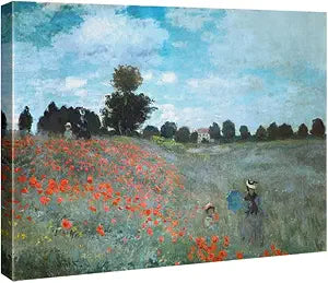 The Poppy Field Near Argenteuil Canvas Prints Wall Art of Claude Monet Famous Oil Paintings Reproduction Classic