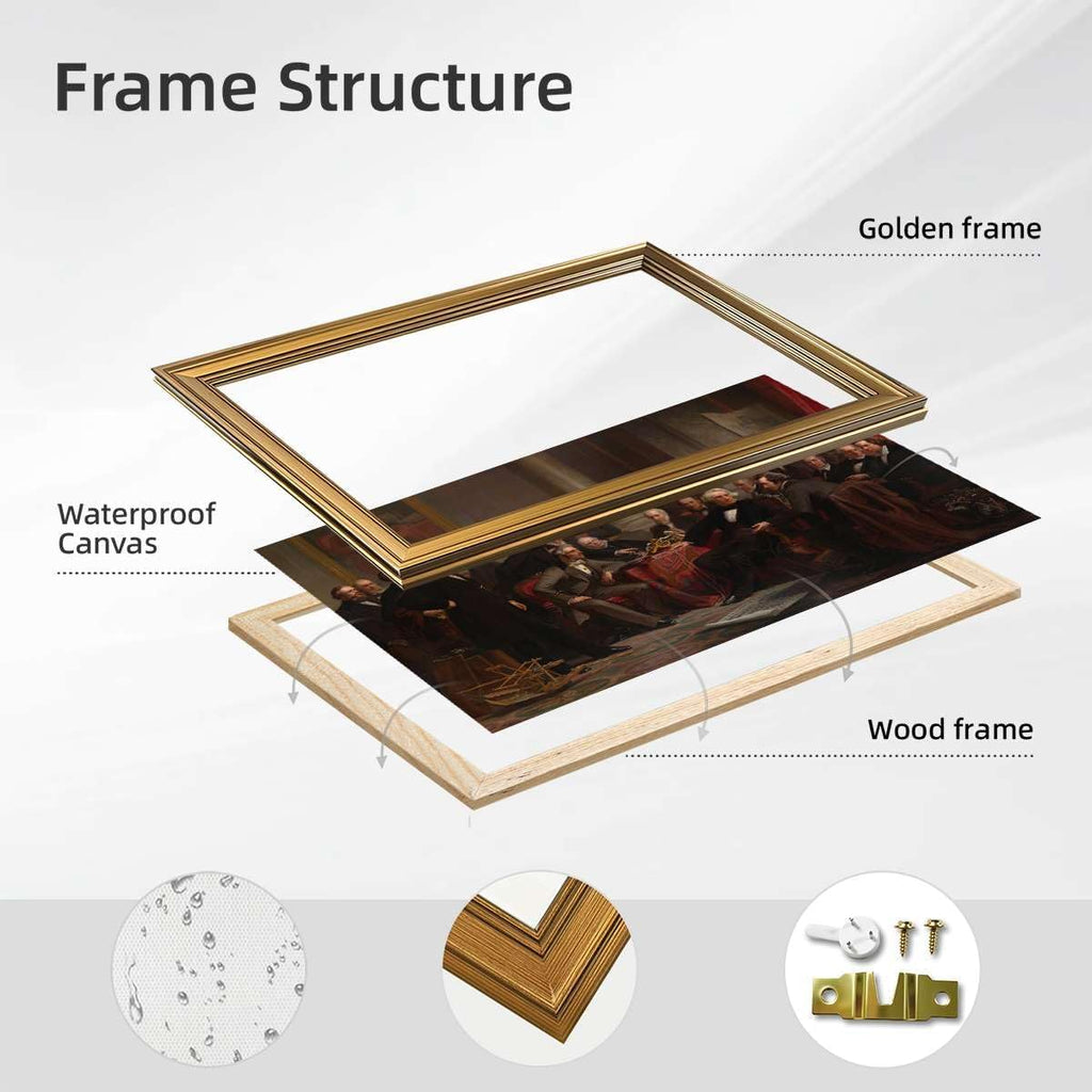 Framed Vintage Wall Art Historical Engineering Meeting Poster Canvas Print Oil Paintings Reproduction World Classics