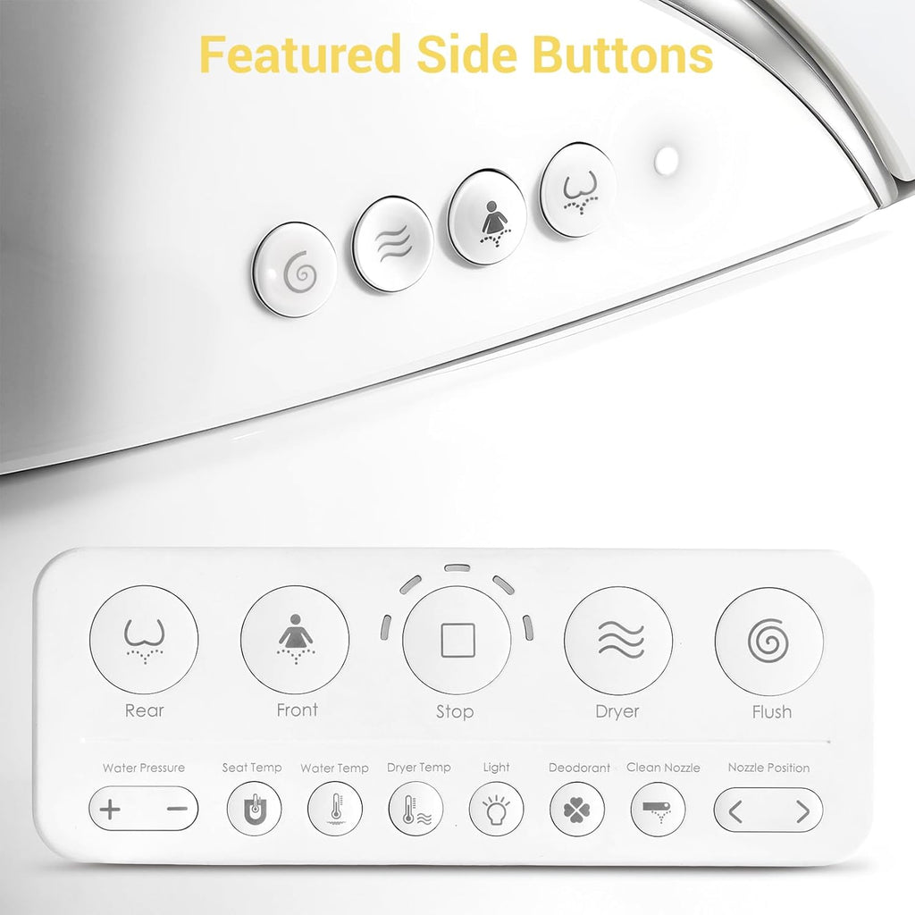 Silver Strip Artistic Smart Toilet,Powerful Flush,Auto Open/Close,Comfort Height,Instant Warm