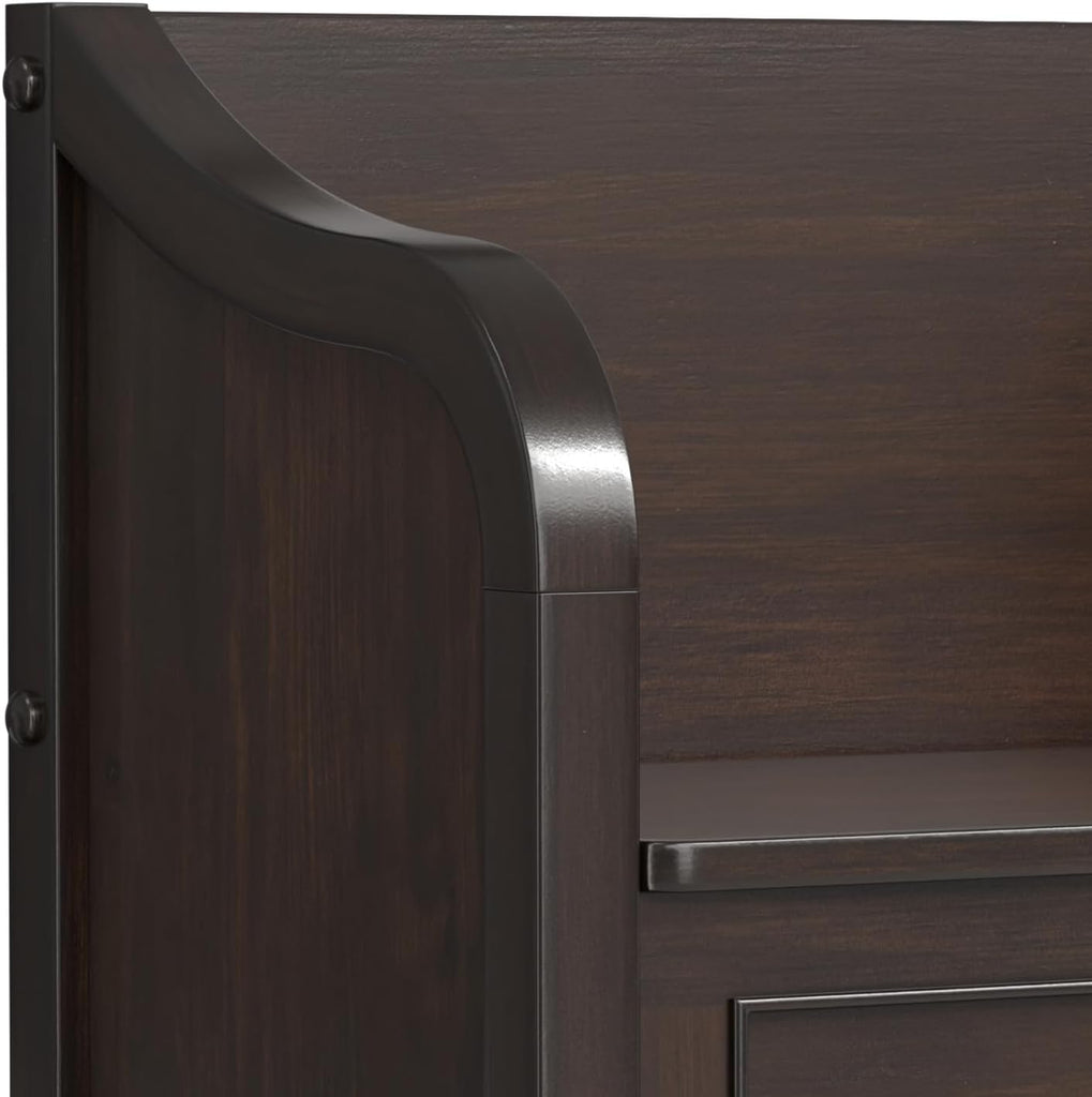 Connaught 51" Wide Solid Wood Trunk Bench in Black | Traditional entryway bench with lift-up lid and hidden storage