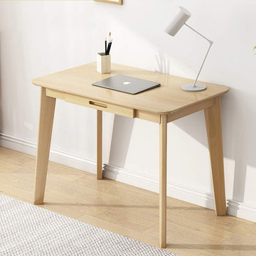 Solid Wood Writing Desk - Home Office Laptop Computer Table, Oak