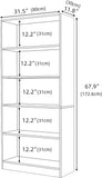 5 Shelf Wood Bookcase Freestanding Bookshelf Library Small Narrow Space(11.8" D x 31.5" W x 67.9" H,Brown,5-Layers)