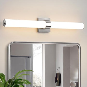 Bathroom Vanity Light Fixtures 31IN Brushed Nickel Bathroom Lights Over Mirror, 28W 3000K Dimmable LED Vanity Light