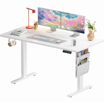 55x28 Electric Standing Desk Adjustable Height, Stand up Desk with Storage Bag Computer Desk Memory Preset with