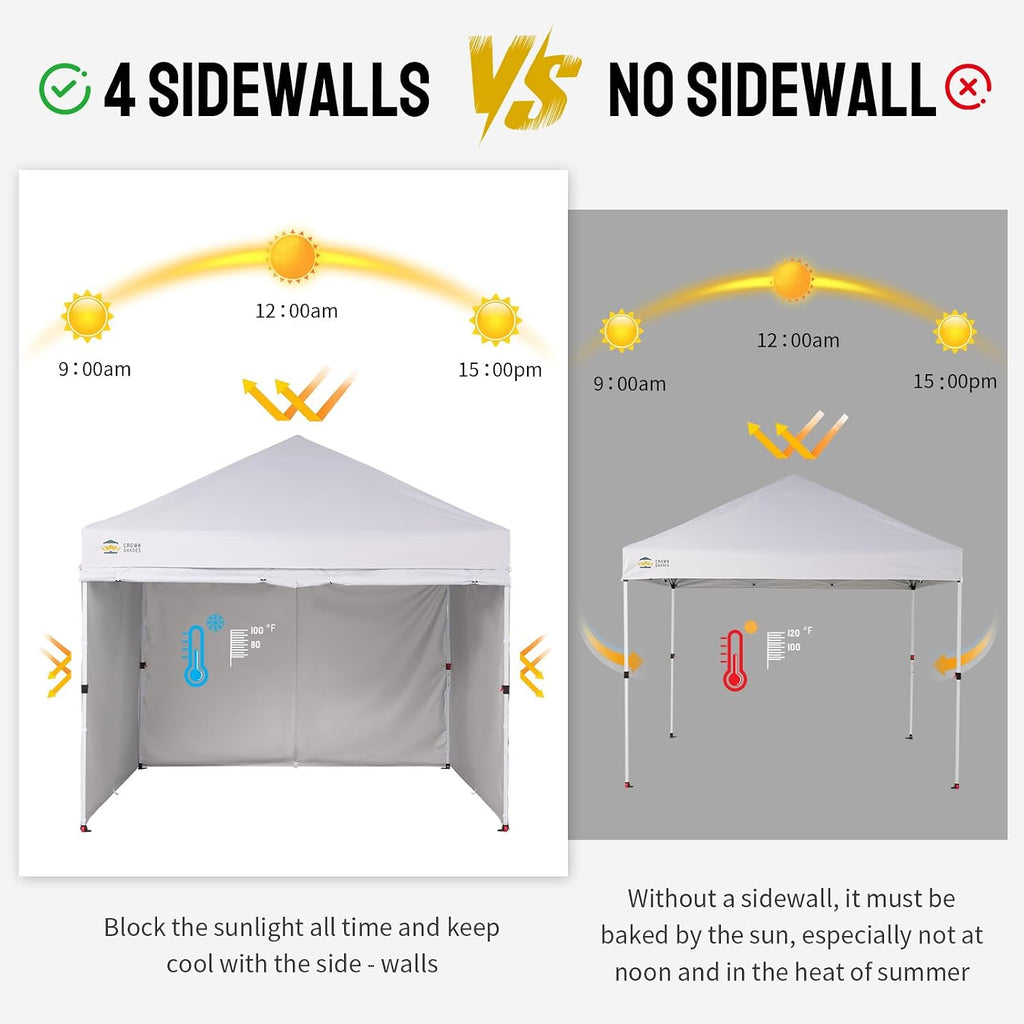 10X10 Commercial Instant Pop Up Canopy, White | 300D Silver-Coated Fabric, CenterLok One Push Tent, STO-N-Go Bag