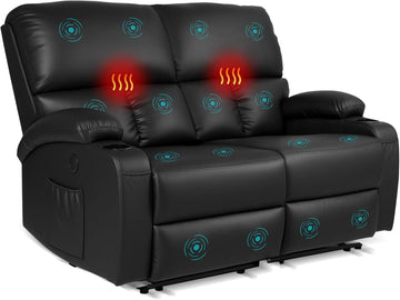 Home Theater Seating,RV Recliner Sofa with Massage and Heat,Manual RV Recliner Loveseat with USB/Cup Holders