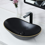 24.5'' X 13.8'' Large Matte Black Oval Vessel Sink with Pop Up Drain,Bathroom Sinks Above Counter,Black Vessel