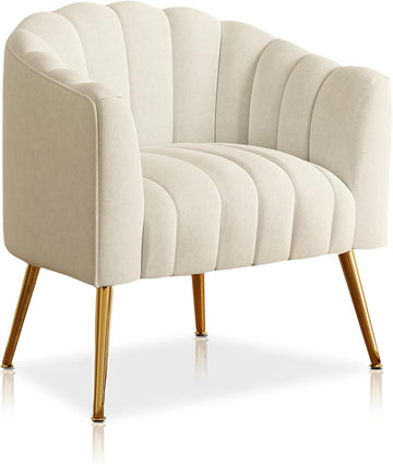 Oversized Pumpkin Couch Accent Chair, Modern Comfy Velvet Upholstered Barrel Chairs, Luxury Single Sofa Armchair