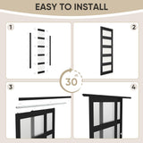 48" x 80" Sliding Closet Door, 5-Lite Frosted Glass Bypass Door with Hardware Kit & Matching Fascia,