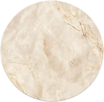 Scandi Washable Round Rug Non-Slip Neutral Stone Cracks Veins Circle Accent Rugs Modern Marble Beige