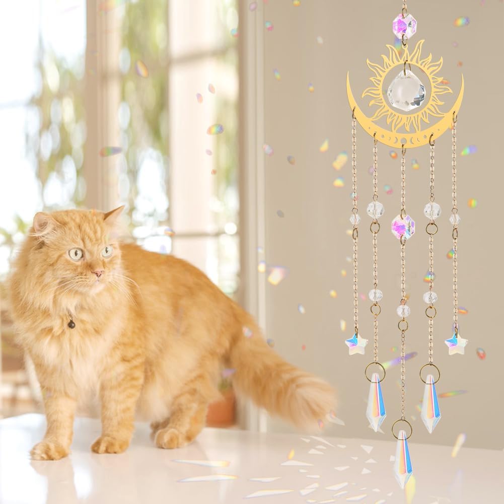 Crystal Suncatcher, Suncatchers for Windows Hanging Indoor Outdoor - Prism Rainbow Maker Home Garden Decor for Thanks