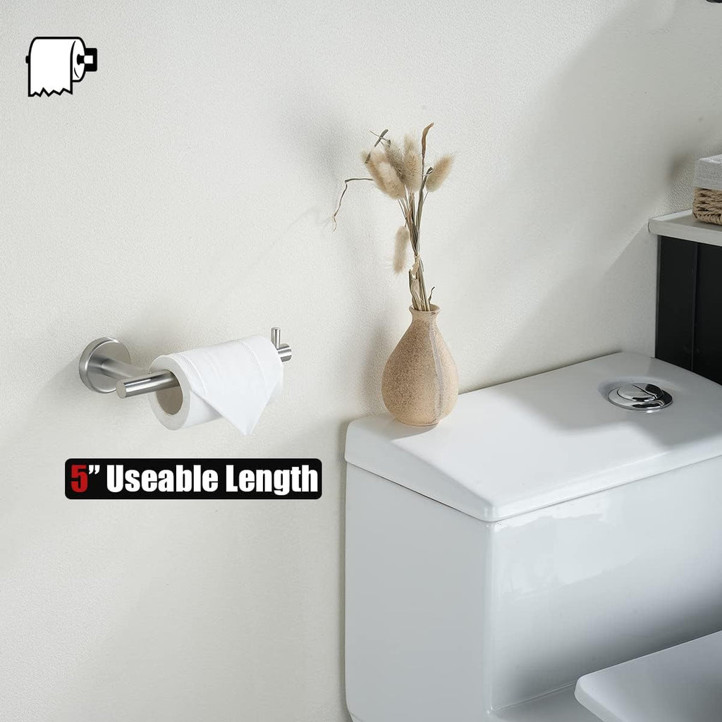 Bath Hardware Towel Bar Accessory Set, 5-Piece Bathroom Accessories Fixtures Set Brushed Finished Wall Mount Includes
