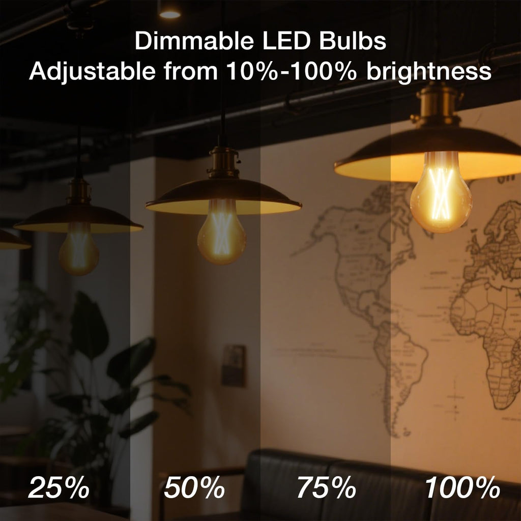 12 Pack A19 Vintage LED Edison Bulbs, 60W Equivalent, Dimmable, High Brightness 2700K Warm White, 800 Lumens, 8W E26