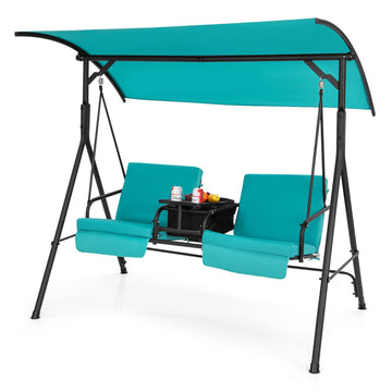 2 Person Porch Swing with Cooler Bag, Turquoise