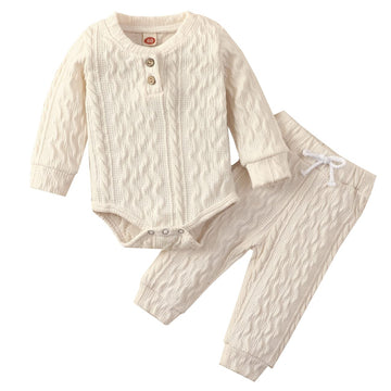 Toddler Baby Girls Boys Twist Knit Sweater Shirt Top and Pants Cotton Warm Clothes Winter (, T-Apricot)