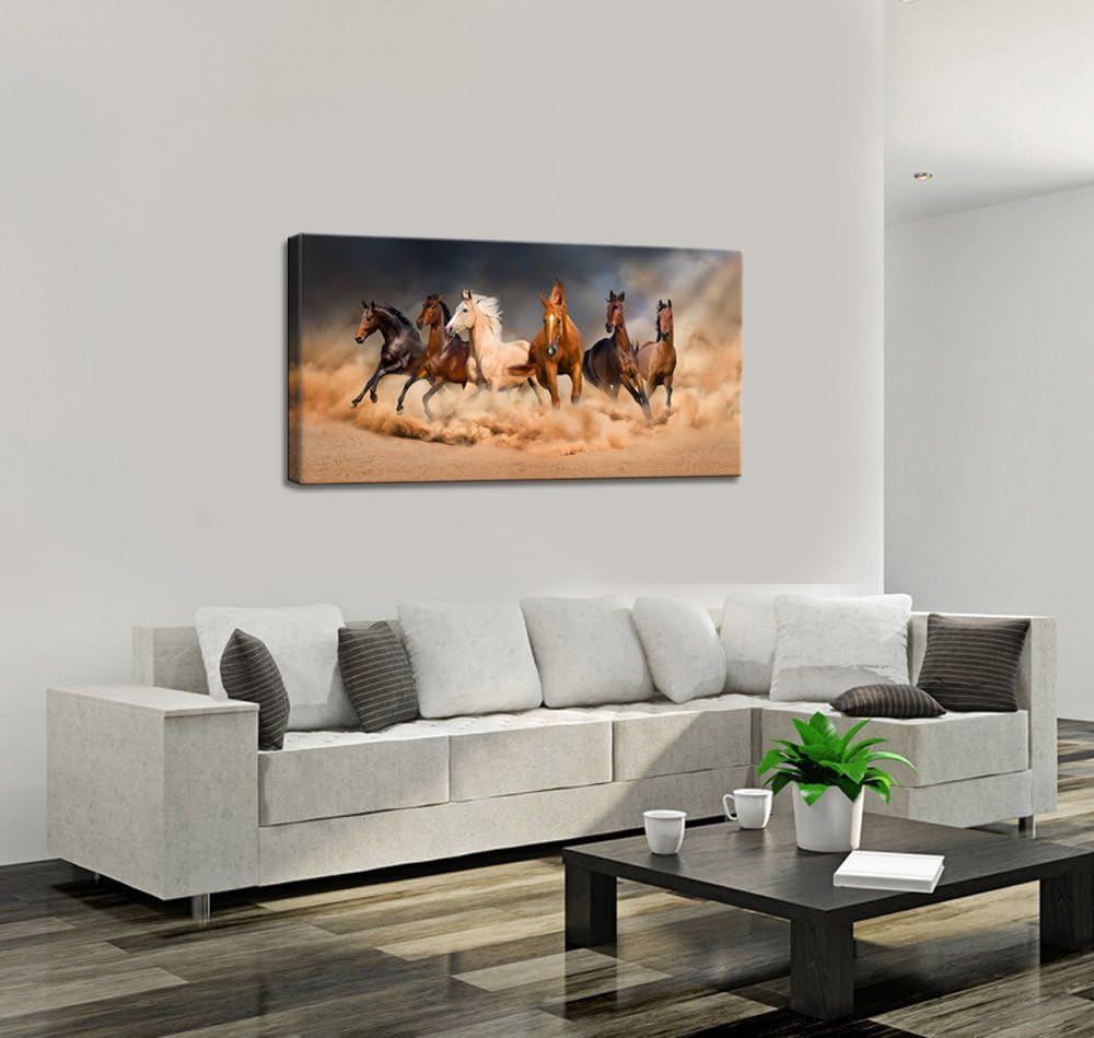 Large Horse Wall Art Running Horses Picture Prints on Canvas Modern Home Office Decoration Ready to Hang - 24"x48"