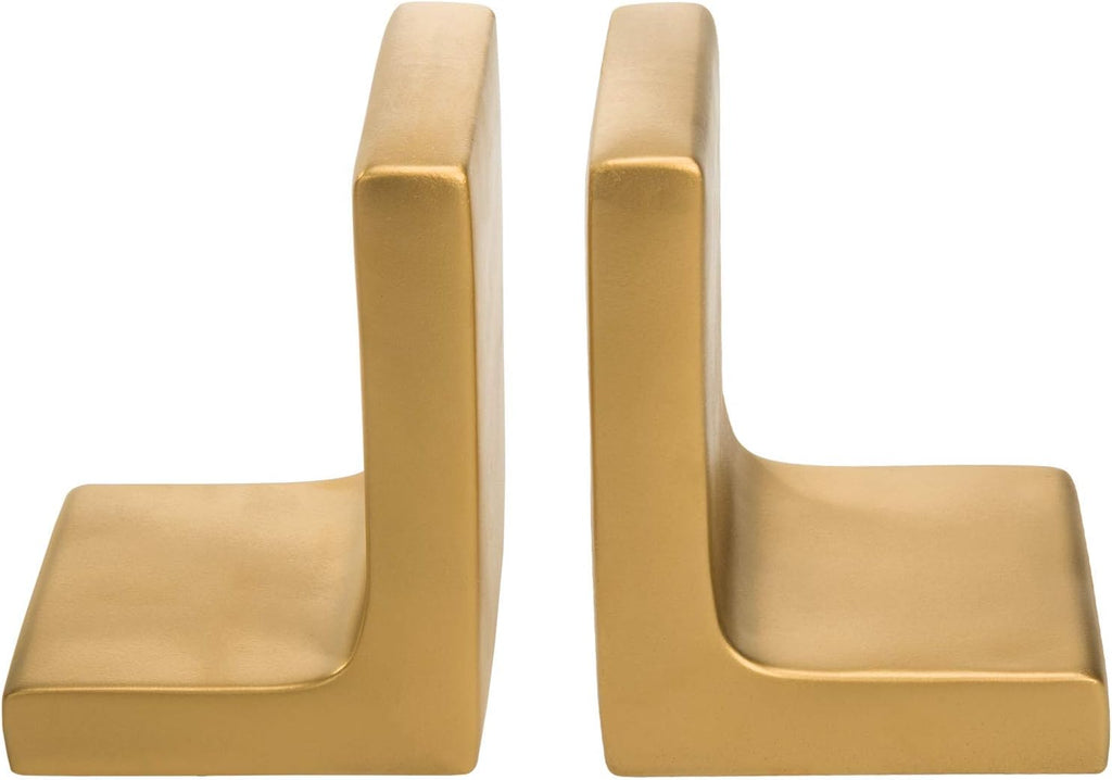 Modern Gold Concrete Office Bookshelf Decor Bookends for Heavy Book and Textbooks, Desktop Book Holder, 1 Pair