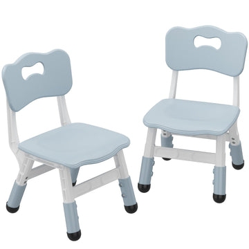 2-Pack Adjustable Kids Chairs, 3-Level Height Plastic Toddler Chair with Non-Slip Base & Stackable Design, School
