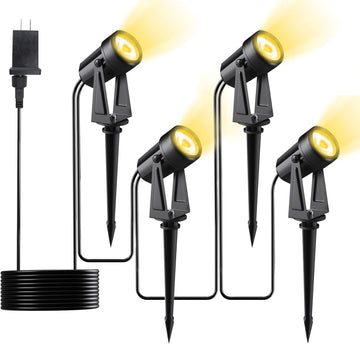 Low Voltage Landscape Lighting,4 Pack Outdoor LED Landscape Spotlights with Transformer 27V Garden Lights Pathway