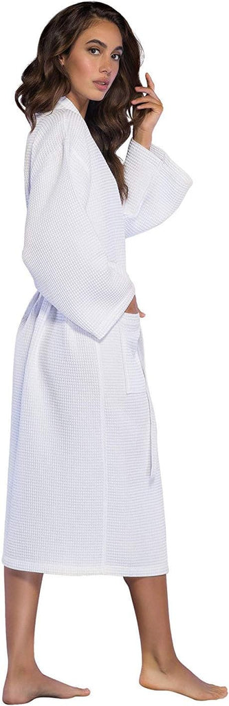 Embroidered and Monogrammed Bathrobes for Women | Lightweight Long Waffle Kimono Unisex Spa Robe