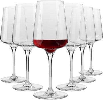 Red Wine Glasses | Elegant Design | Set of 6 | 16.9 oz | Infinity Collection | Ideal , Restaurants and Receptions |