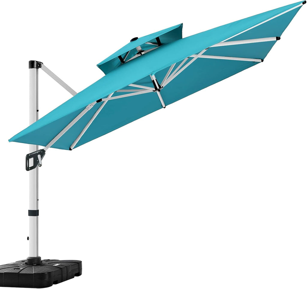 Patio Umbrella Cantilever Double Top Outdoor Offset Umbrella with 360° Rotation