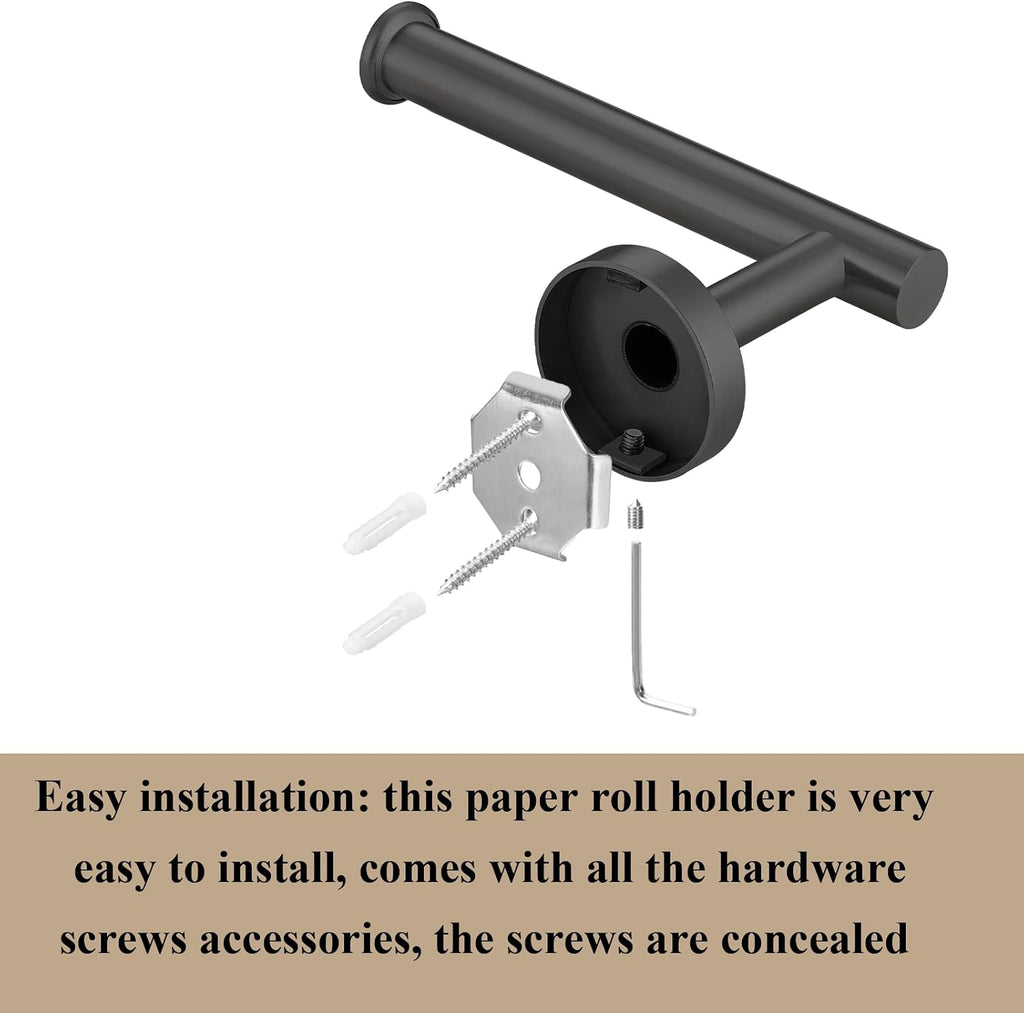 5-Piece Bathroom Hardware Set, Black SUS304 Stainless Steel Bathroom Accessories Kit, Includes 24" Towel Bar, Toilet
