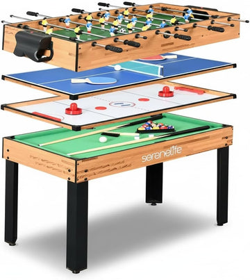 Multi Game Table, 48” Sports Arcade Games with Accessories, Ping Pong, Hockey, Pool Billiards, Soccer Foosball All in One, for Indoor and Outdoor, Family, Kids and Adults