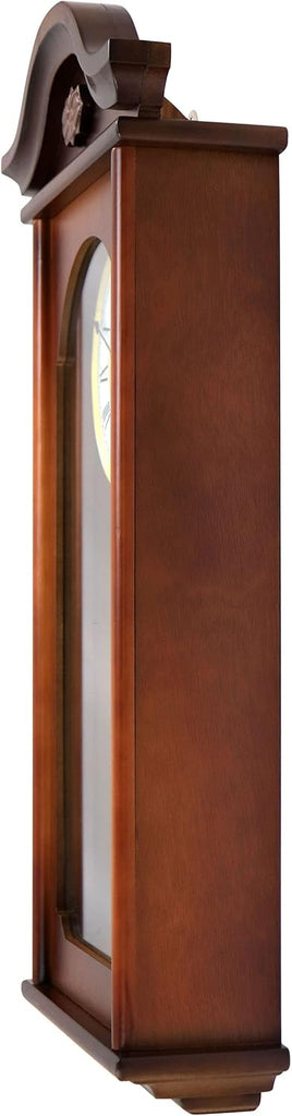 Bedford Clock Collection Jacob 22.75 Inch Mahogany Chiming Pendulum Wall Clock
