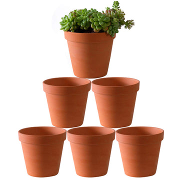 6 inch Terracotta pots with Drainage Hole for Flower, Cactus, Succulent Planting, Ceramic Pottery Planter for