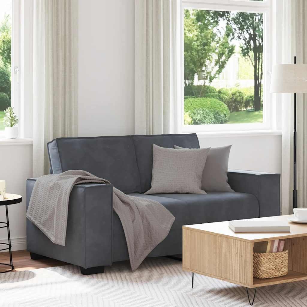 47.2 Inch Velvet 2-Seater Sofa Dark Gray, Upholstered Small Sofa with Wide Armrests , Sturdy Wood and Metal Frame