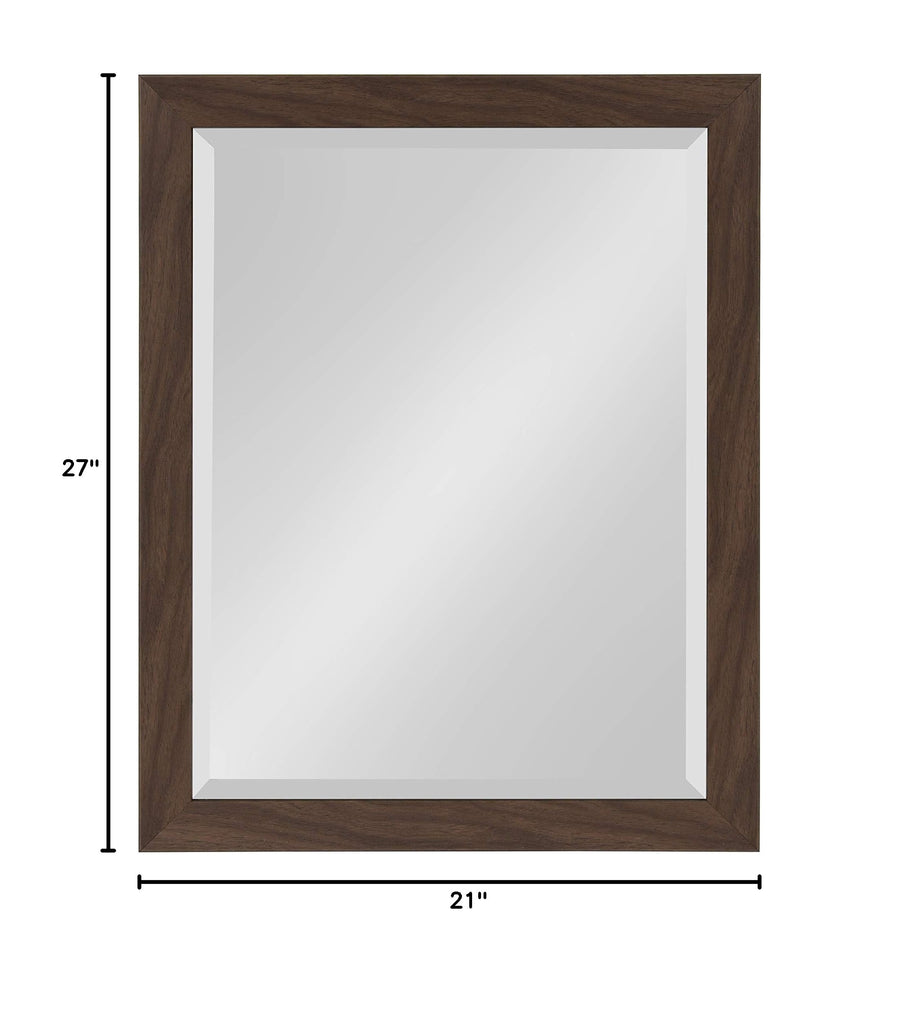 Beatrice Framed Decorative Rectangle Wall Mirror, 22 x 28, Walnut Brown, Farmhouse Rectangular Vanity Mirror for Use
