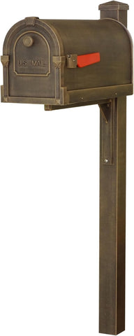 Savannah Curbside Mailbox with Wellington Post - Copper Aluminum Mailbox with Post