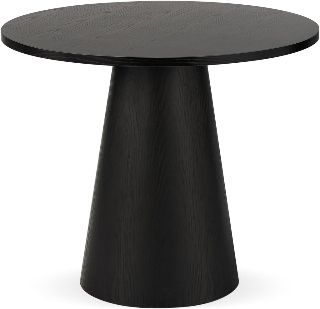 Round Dining Table Wood for 2-4, Modern Farmhouse Kitchen Table, 35'' Small Circle Dining Tables with Pedastal for
