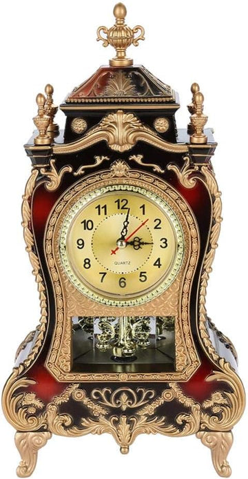 ZJchao Antique Clock,Vintage European- Table Desk Clock,Wall Clock with Pendulum and Chimes for Home Decoration(02)
