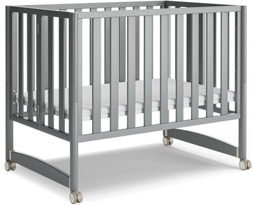 7-in-1 Convertible Baby Mini Crib with Wheels | GREENGUARD Gold Certified, New Zealand Pine Wood, 4