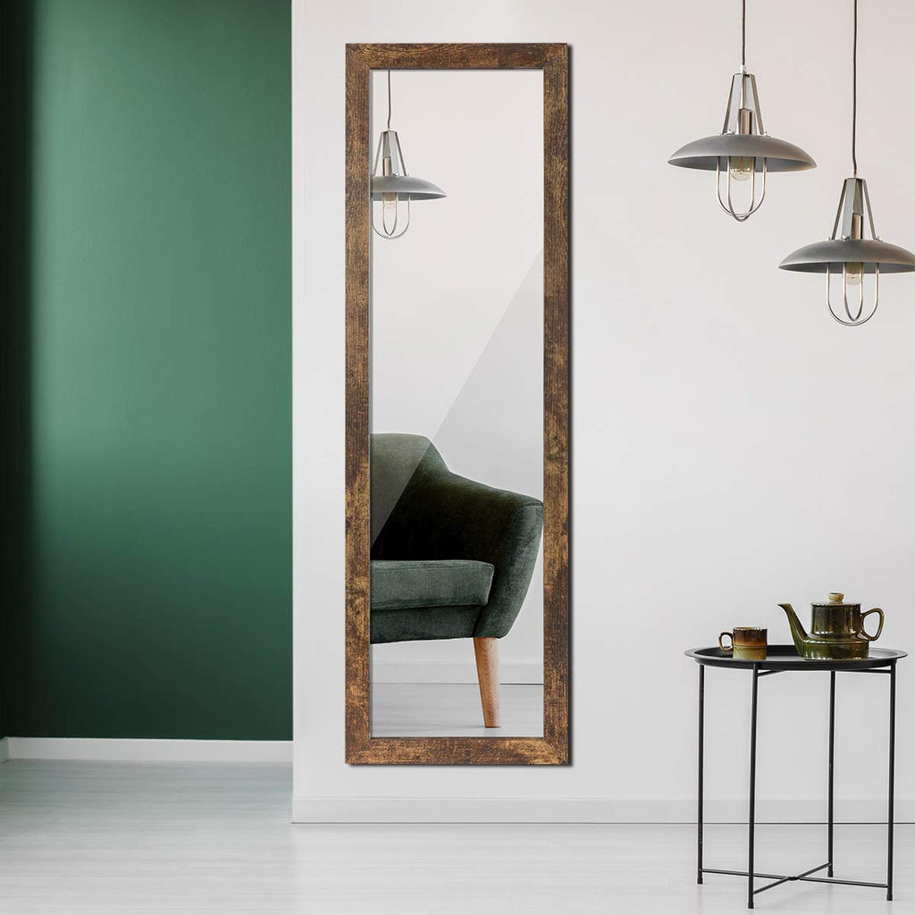 Wooden Full Length Door Mirror 48" x 14", Rustic Frame