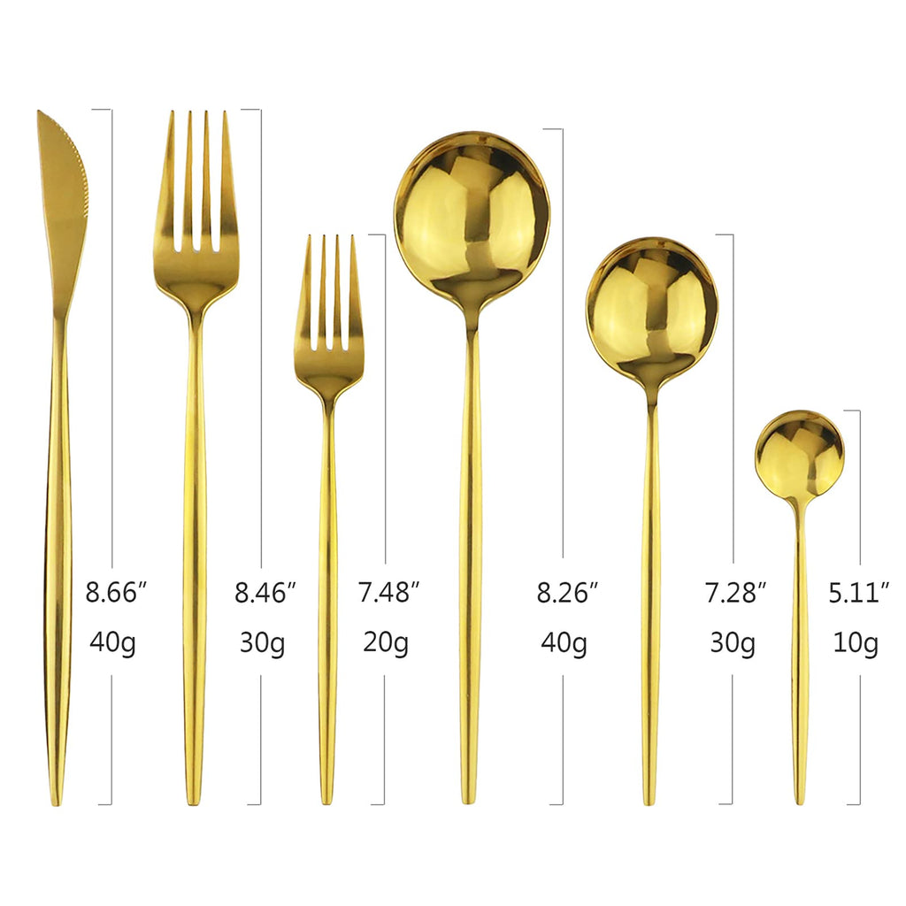 Gold 36-Pieces Silverware Flatware Mirror Polished Dinnerware, 18/0 Stainless Steel Cutlery Set Kitchen Party Hotel