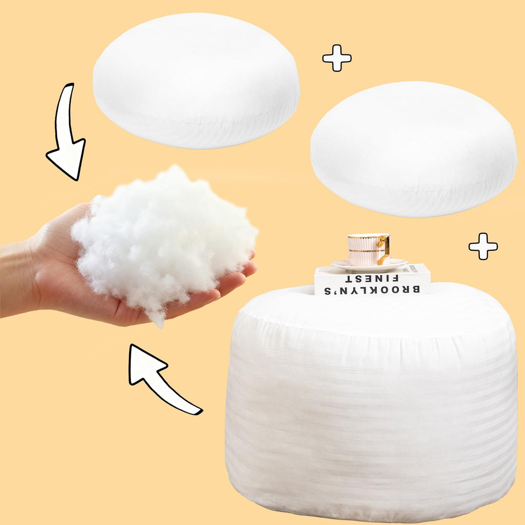 Ottoman Stuffing, PP Cotton Ottoman Pouf Insert, Round, 20x14 In