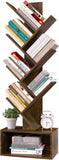 Tree Bookshelf - 6 Shelf Retro Floor Standing Bookcase, Tall Wood Book Storage Rack for CDs/Movies/Books