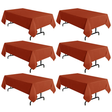 6 Pack Fall Thanksgiving Tablecloth 60x102 Inch Rust Burnt Orange