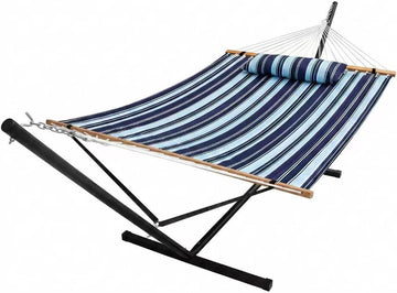Portable Outdoor Hammock with Stand, Heavy Duty Hammock with Carrying Bag, Soft Pillow, Balance Ropes