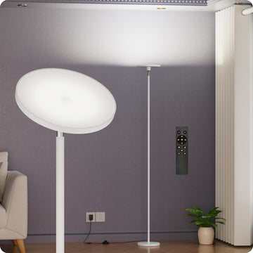 Dimmable Torchiere Floor Lamp with Remote, White