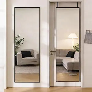47"X14" Full Length Door Mirror, Full Body Mirror with Aluminum Alloy Thin Frame, Leaning Or Hanging, Suitable,