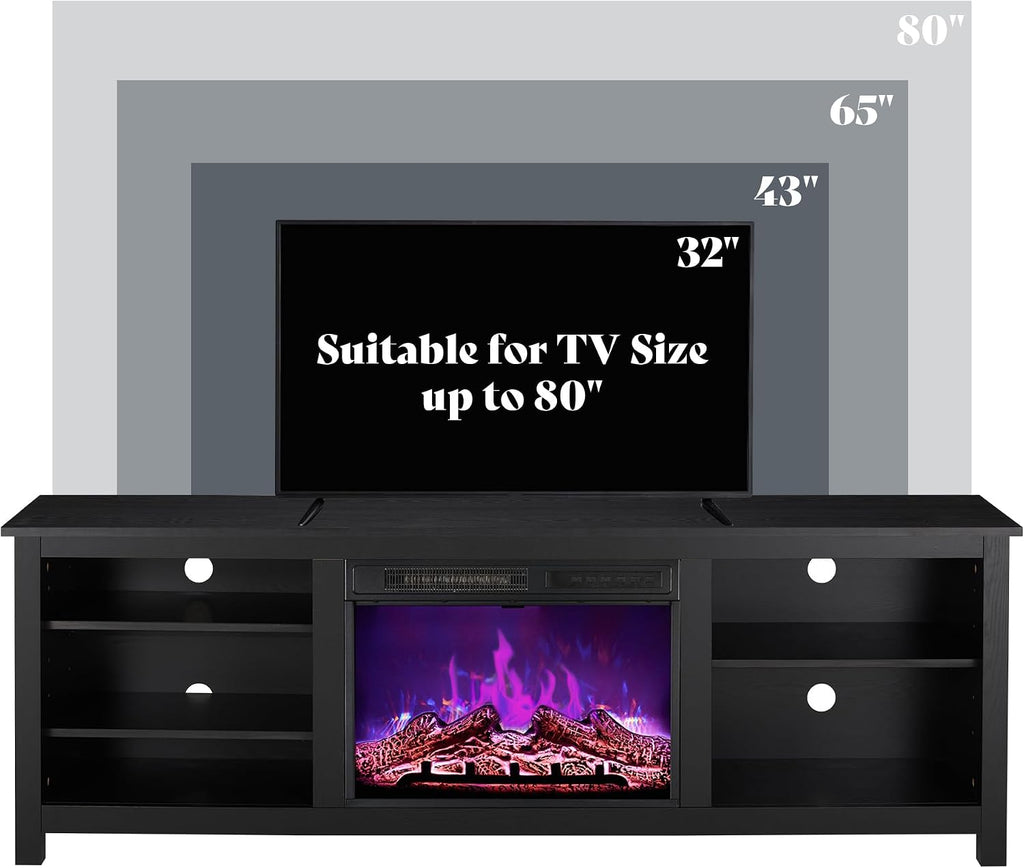 Fireplace TV Stand, Wood Texture Entertainment Center with 23'' Electric Fireplace, Farmhouse Entertainment Stand