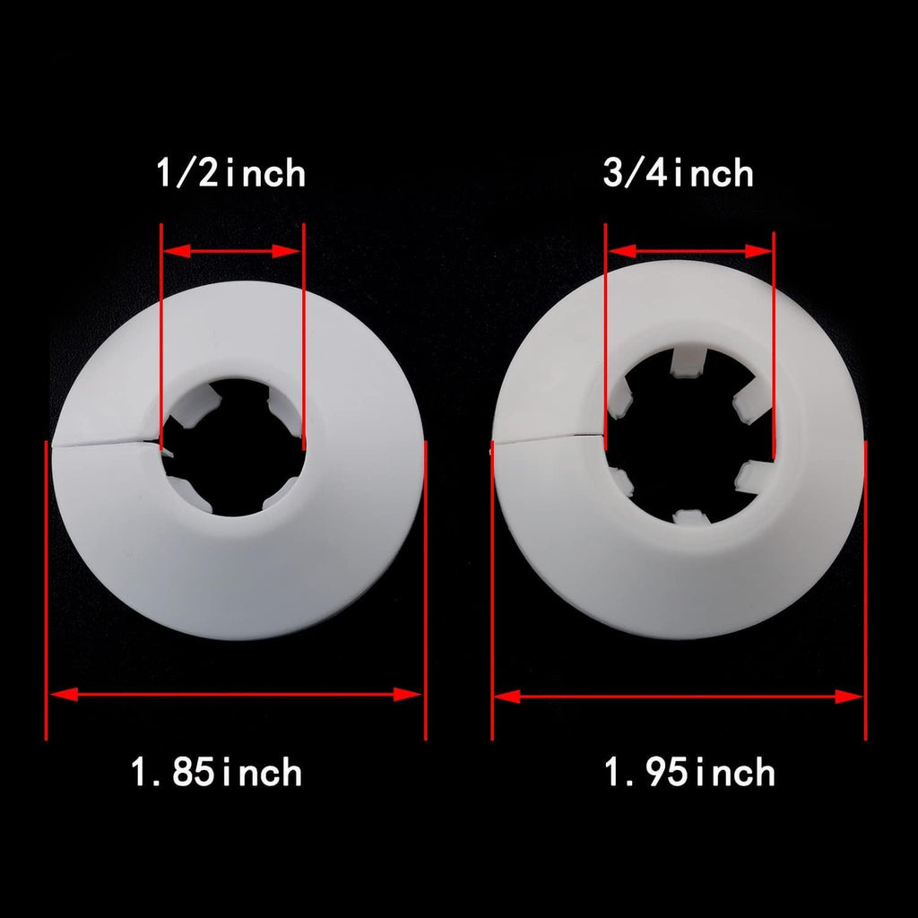 1/2 inch Outer Diameter Flange Water Pipe Cover Decoration White Pipe Cover Radiator PP Plastic 16mm(5/8") Escutcheon