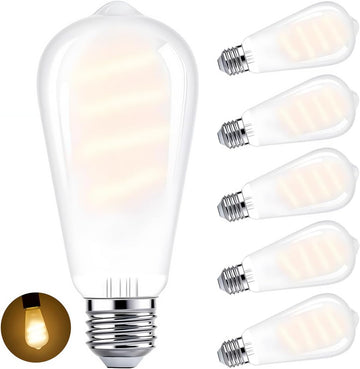 ST58 6-Pack Dimmable E26 Edison Bulbs,Soft White Frosted LED Bulbs