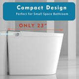 Compact Smart Toilet with Built-In Bidet for Small Bathrooms, Auto Flush, LED Night Light, Heated Seat, Warm Air Dryer