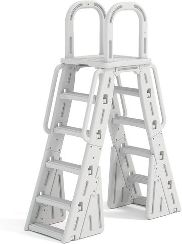 A-Frame Above Ground Pool Ladder with Anti-Slip Steps, HDPE Material | Heavy Duty Swimming Pool Steps with Safety