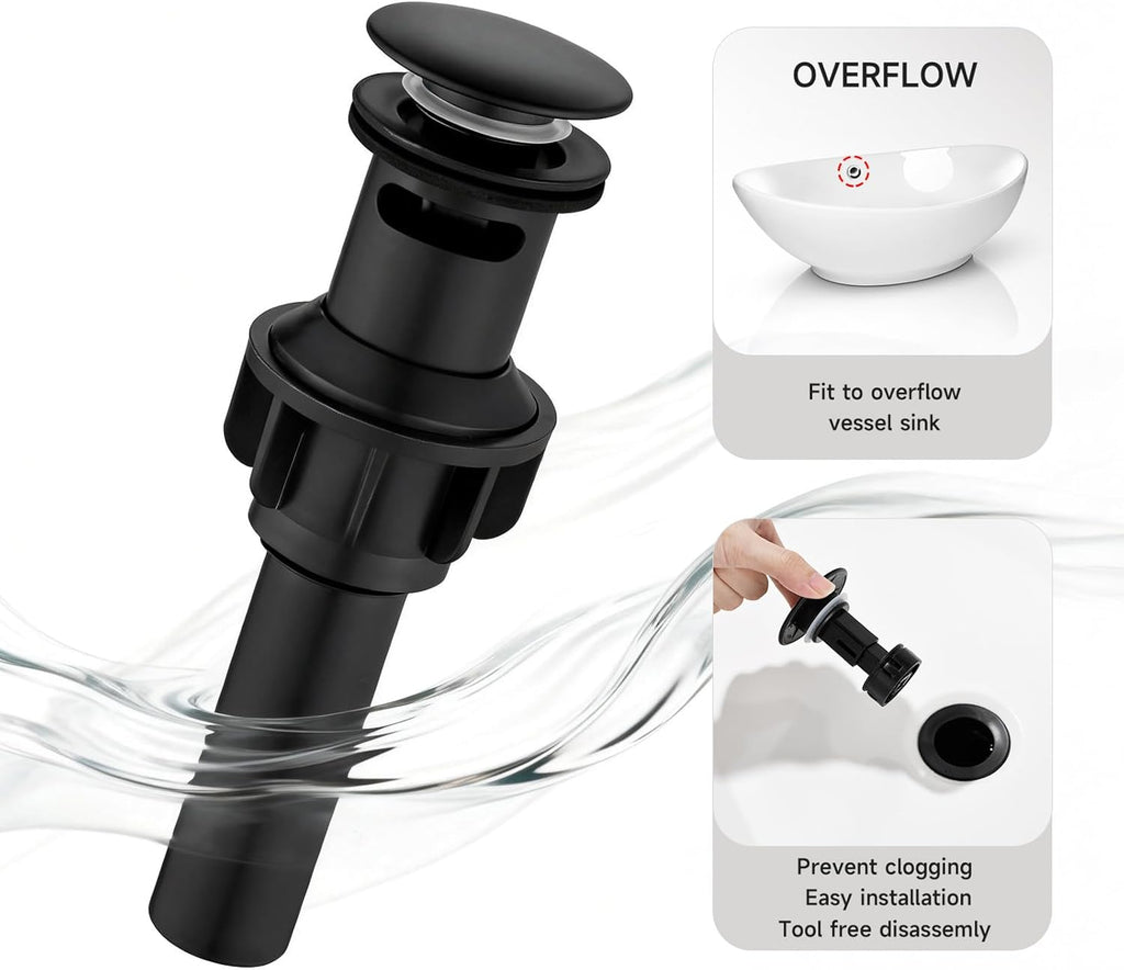 Black Tall Waterfall Bathroom Faucet, Single Hanlde Vessel Sink Faucet with Waterfall Spout